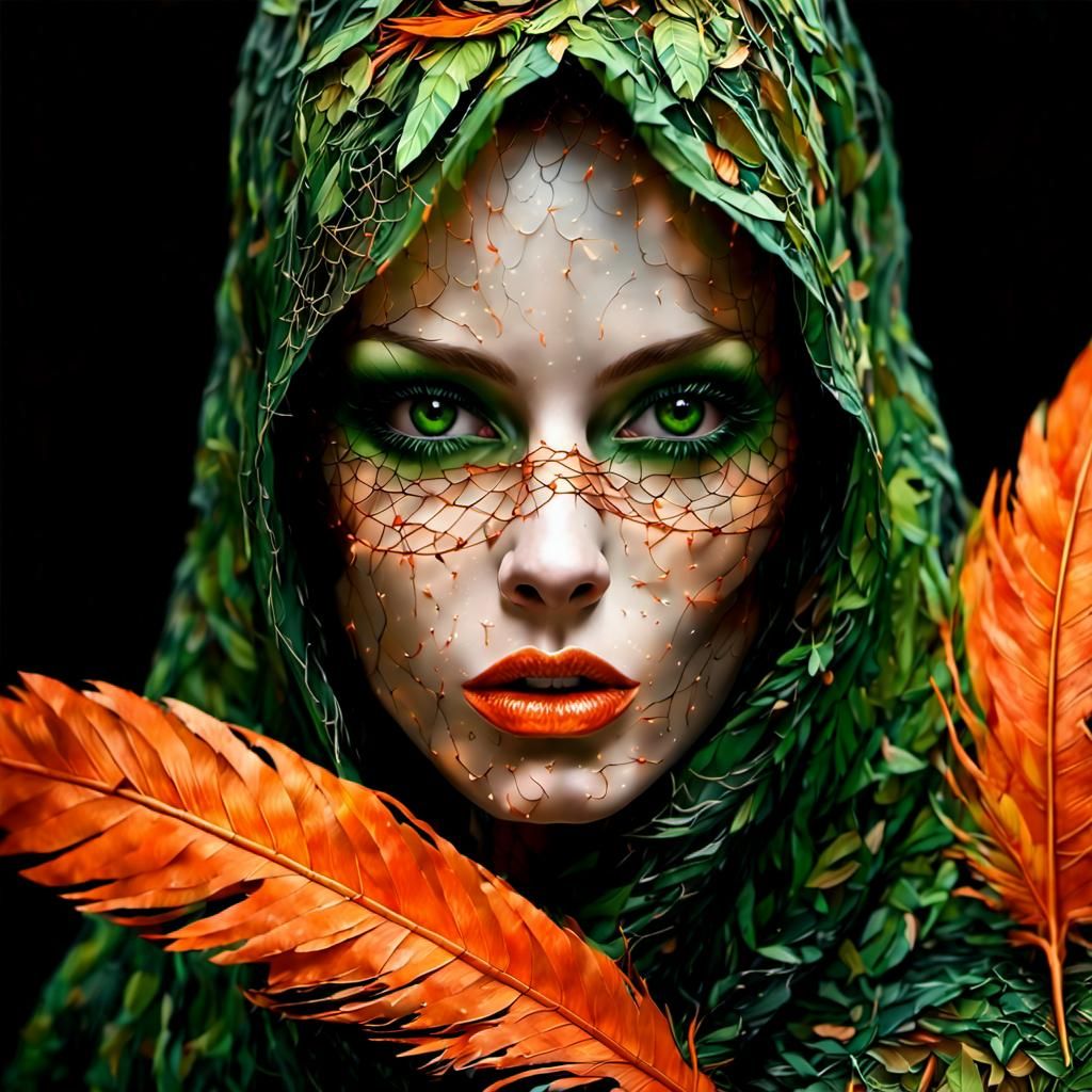 Mysterious Veiled Woman in Hyperreal Digital Art