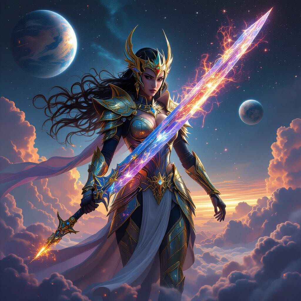 Galactic Warrior Goddess Wielding Star Sword