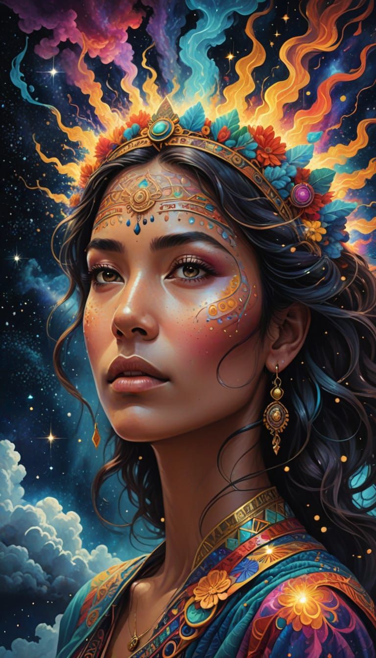 Ethereal Goddess in Cosmic Bloom