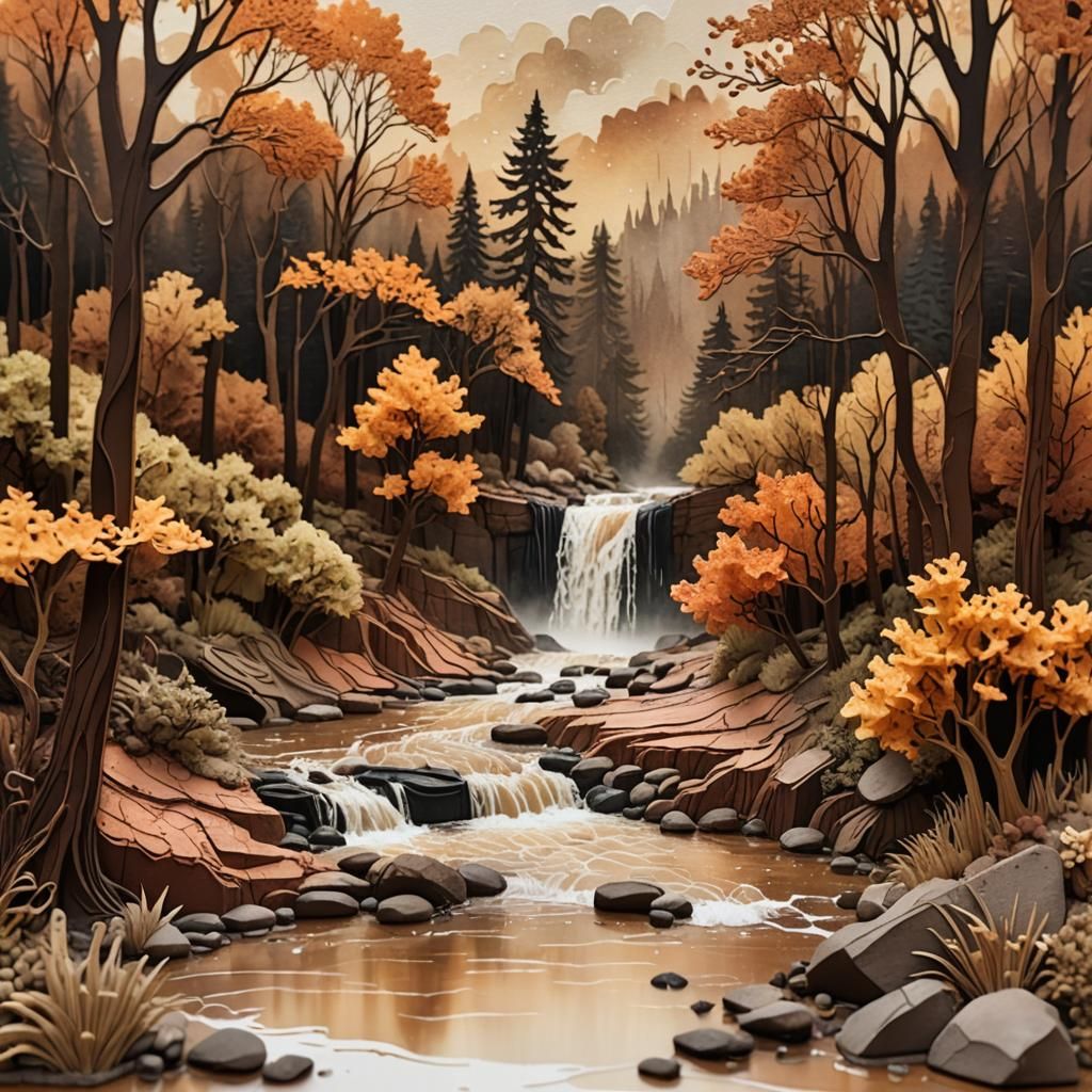 Ethereal Abstract Landscape with Zentangle Forest