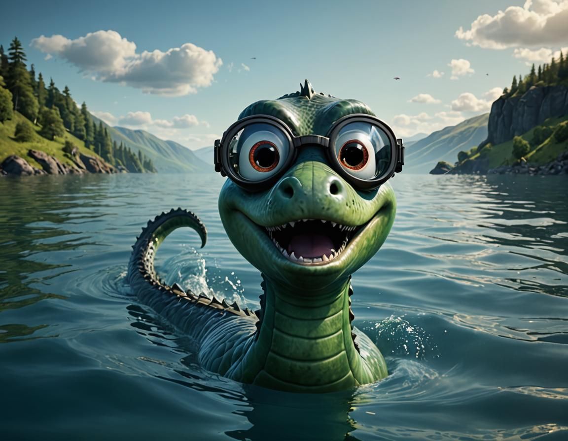 Loch Ness Monster in Pixar Style