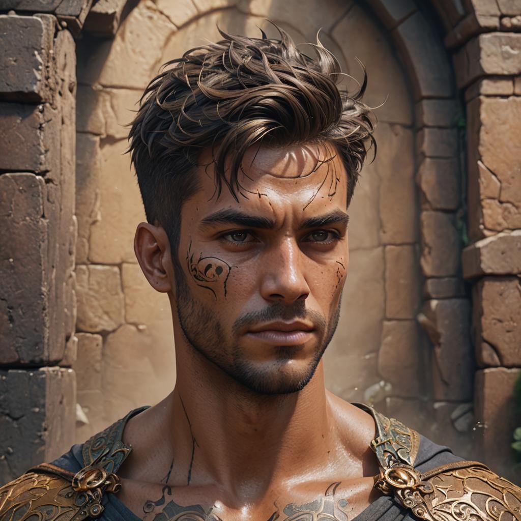 Tan Man Portrait in Detailed Matte Painting Style
