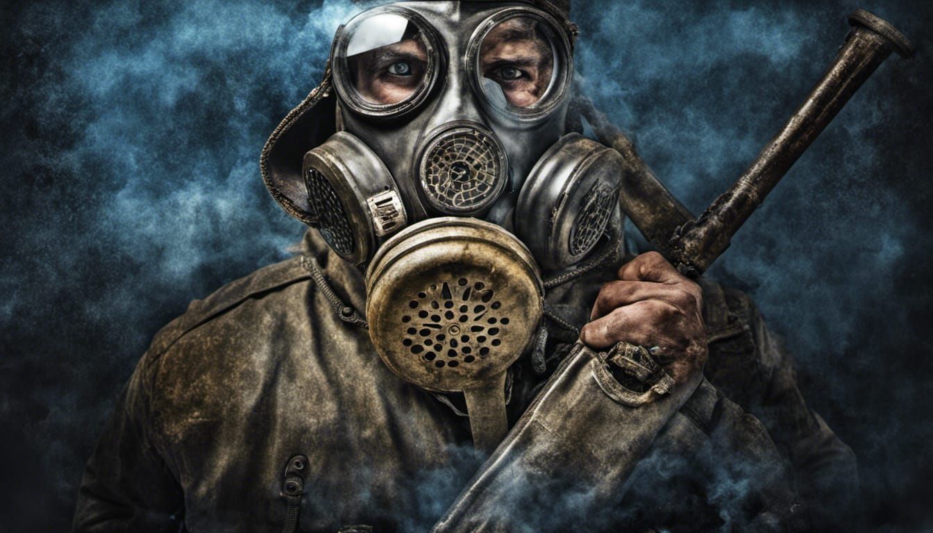 Post-Apocalyptic Survivor with Gas Mask