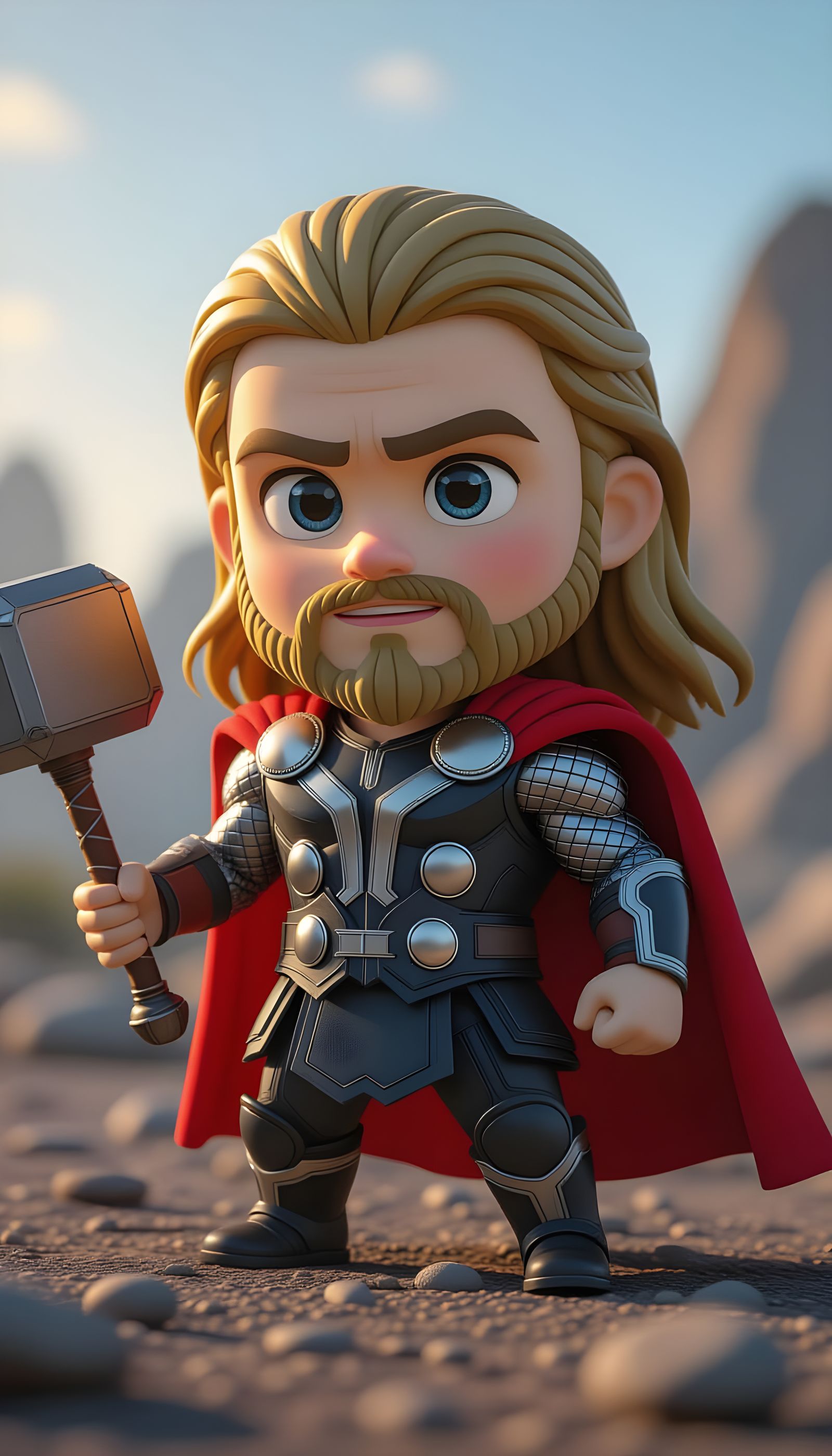 Chibi Thor Portrait in Pixar Style