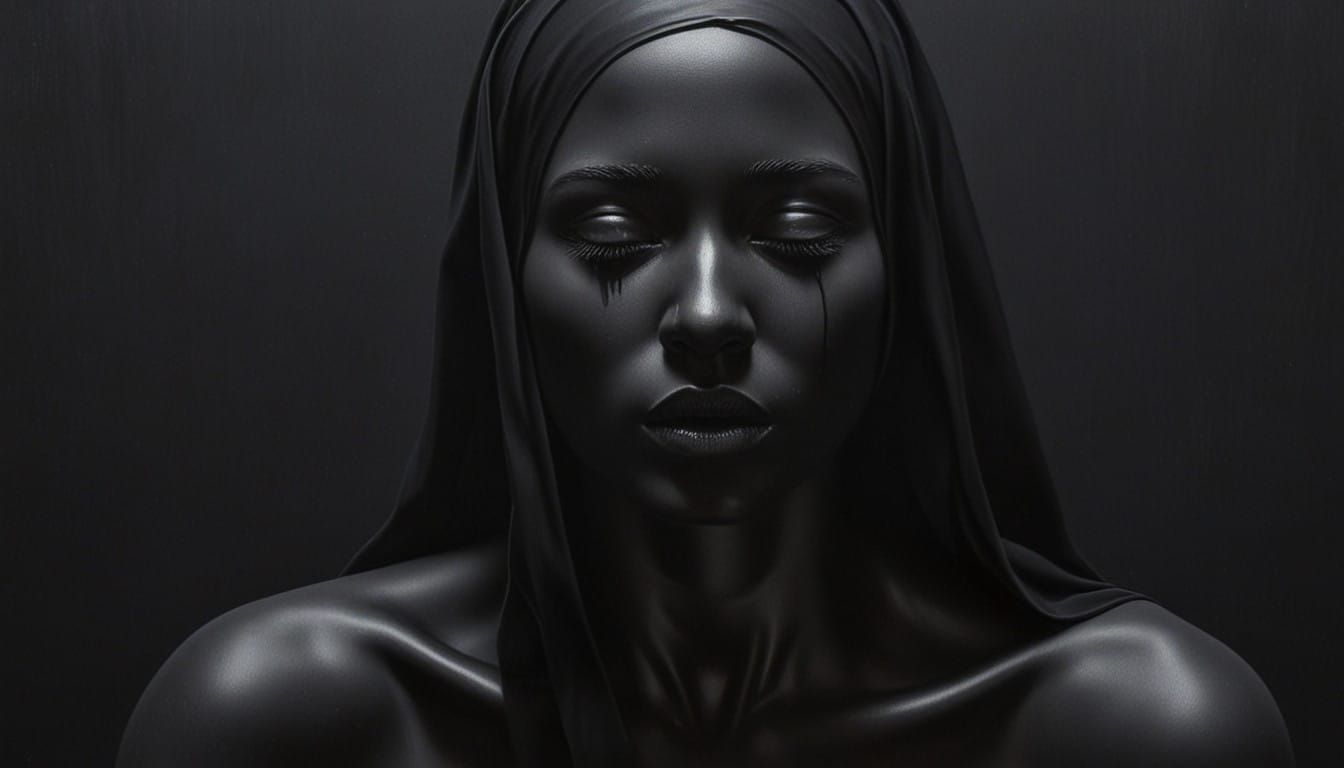 Ethereal Woman in Black, Surreal Metaphysical Art