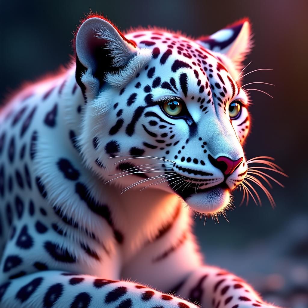 Snow Leopard Emerges from Sacred Geometry Fractal