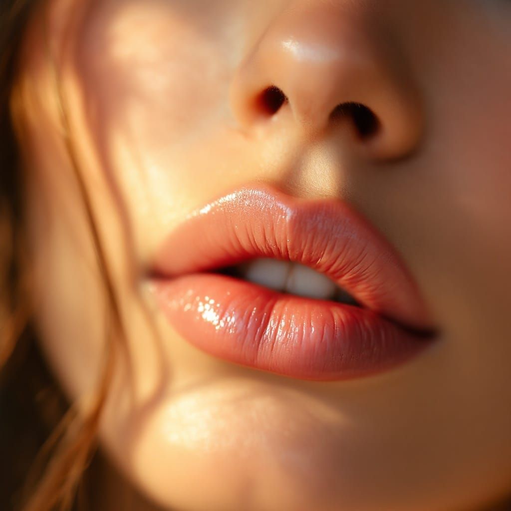 Sensual Lips in Golden Hour Light