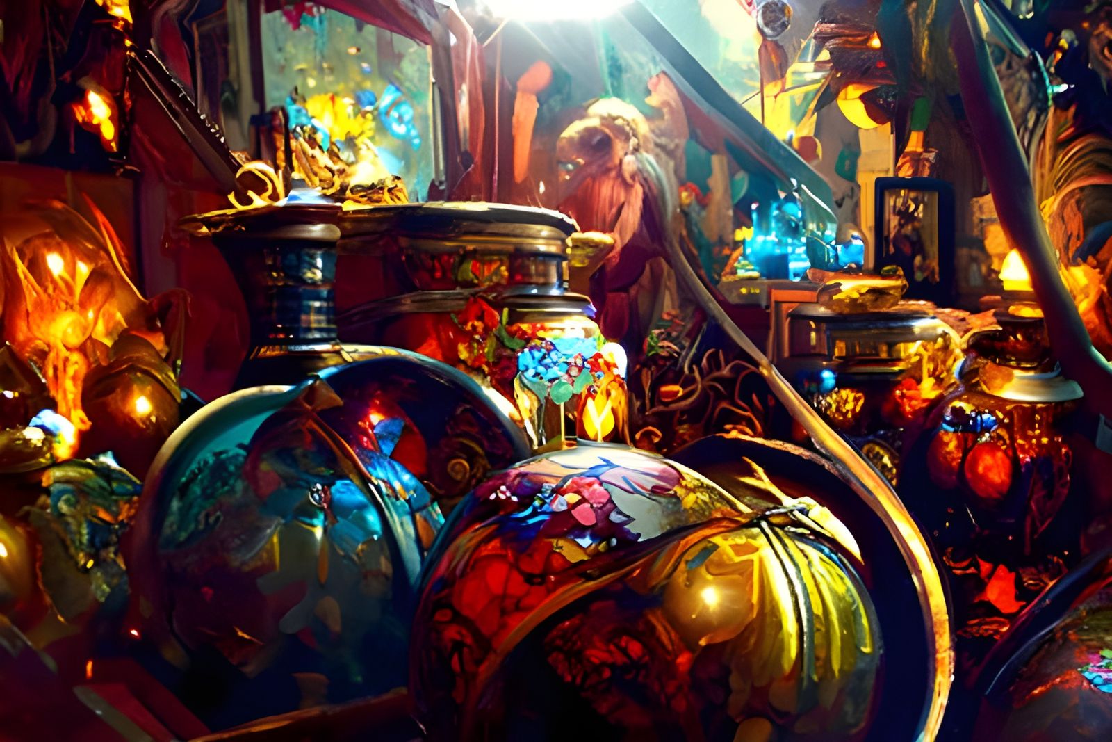 Young Couple Caught Kissing in the Curio Shop