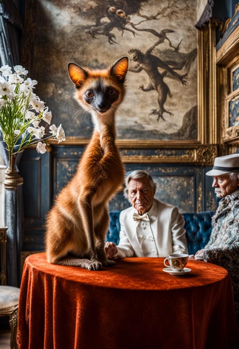 Surreal Alien Restaurant Celebration: Detailed Digital Paint...