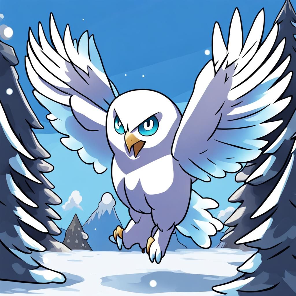 Ice and Flying Type Snow Owl Pokemon