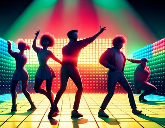 Nightclub Scene in 80s Pixar 3D Style