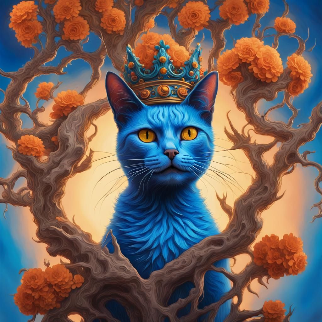 Anthropomorphic Cat's Silent Scream in Surreal Style