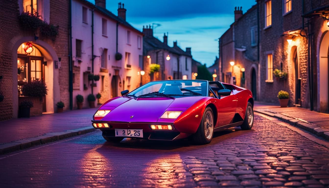 Vintage Lamborghini Countach in Italian Village