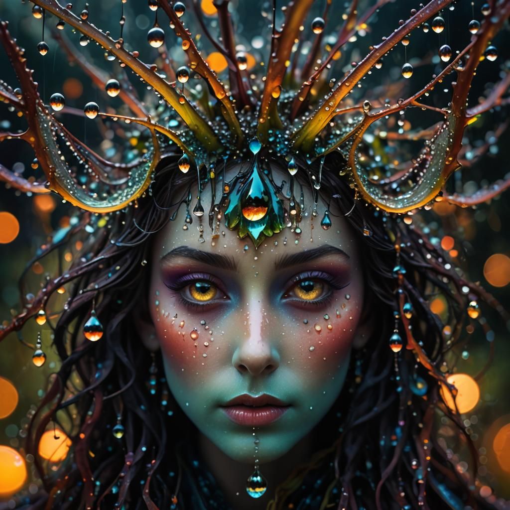 Surreal Dew Drops in Dreamlike Lighting