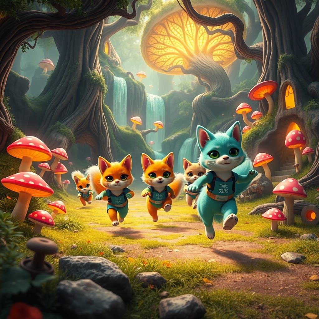 Whimsical Kitsunes in Ancient Forest Obstacle Course
