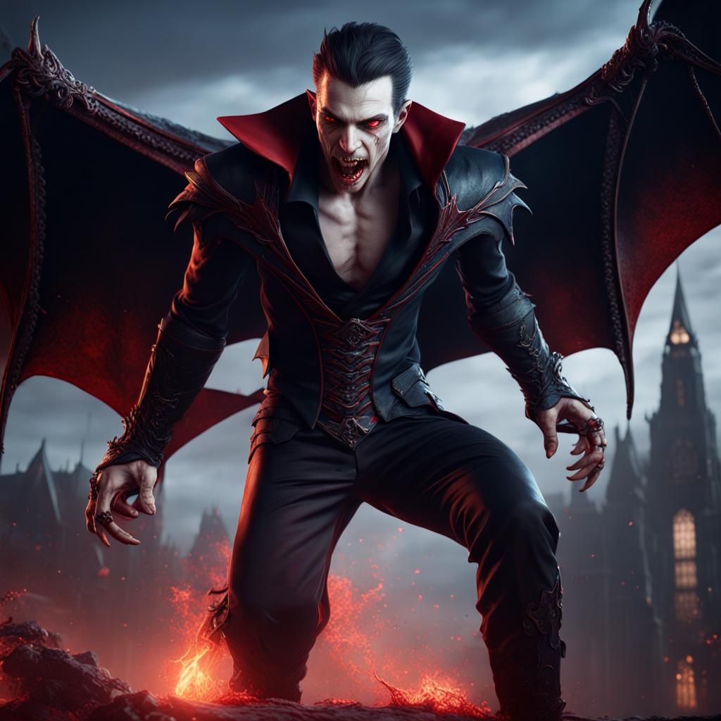Detailed Vampire with Superspeed in Matte Painting Style