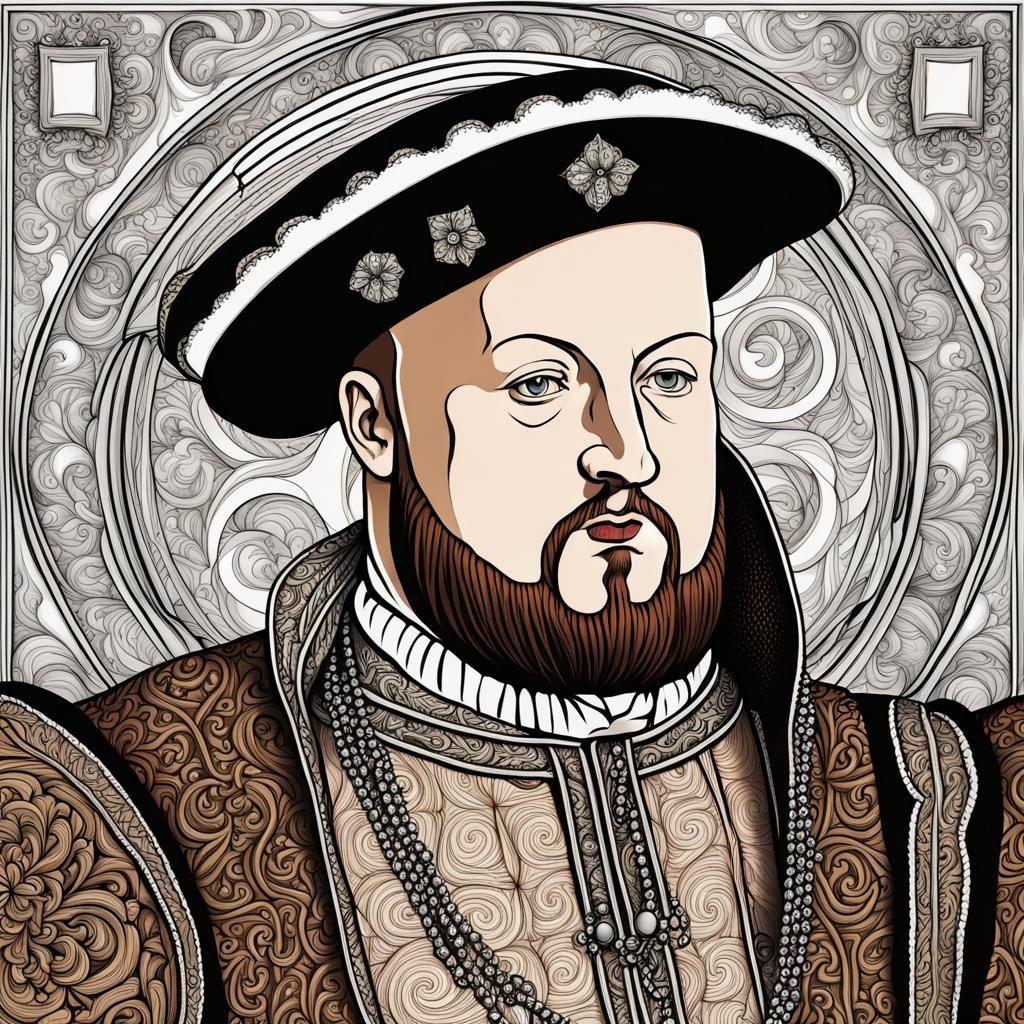 Henry VIII Portrait in Pre-Raphaelite Style
