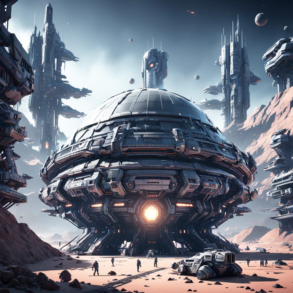 Epic Futuristic Military Base on a Distant Alien Planet