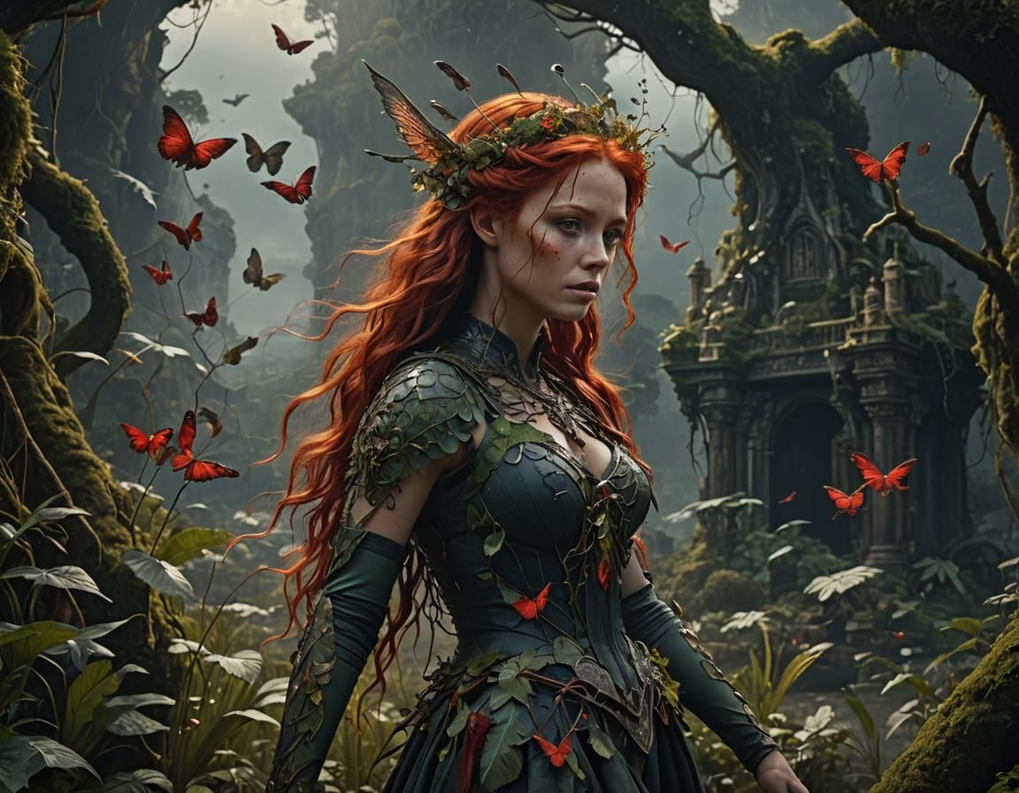 Red-Haired Nymph in Epic Digital Painting