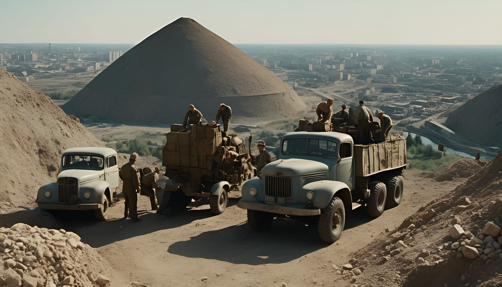 Soviet Truck Crew at Secret Pyramid Complex