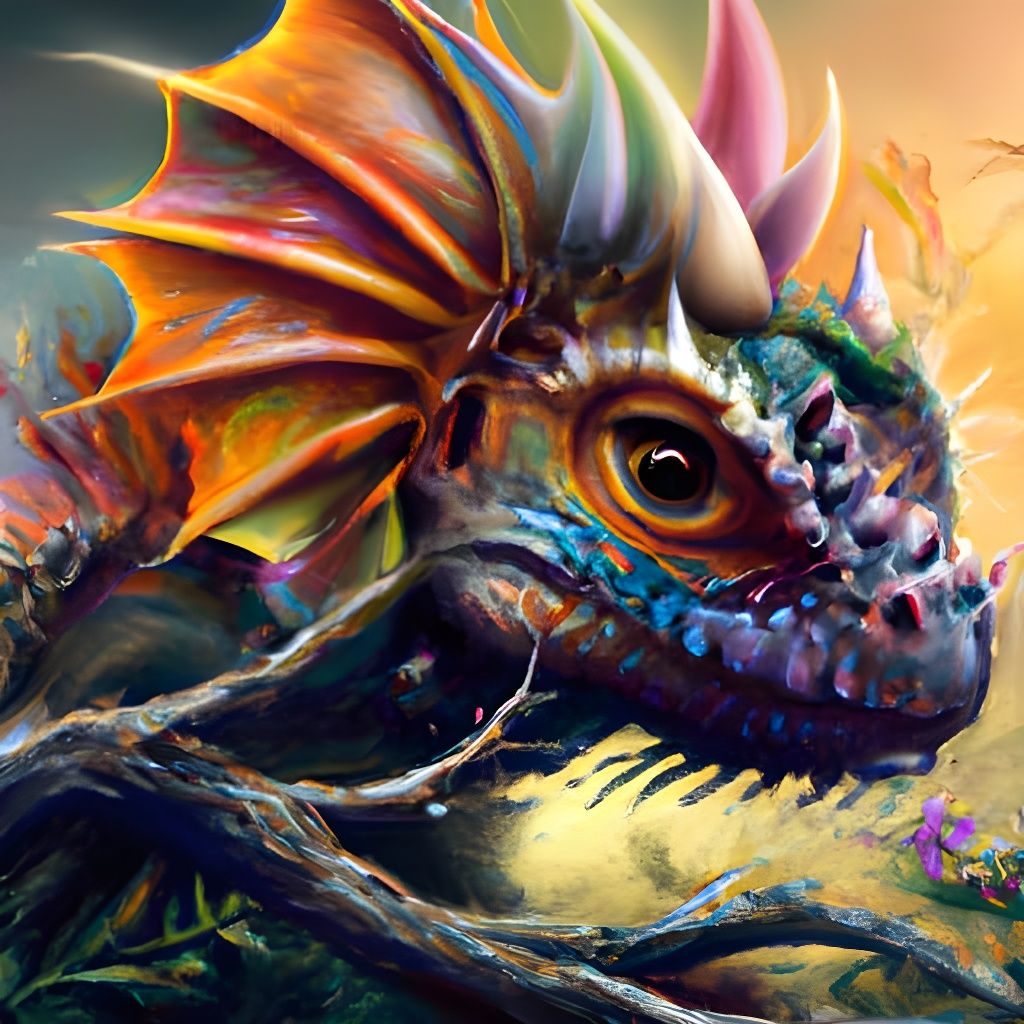 Adorable Baby Dragon in Rainbow Hues