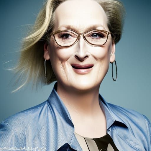 Meryl Streep Close-Up Portrait in Studio Lighting