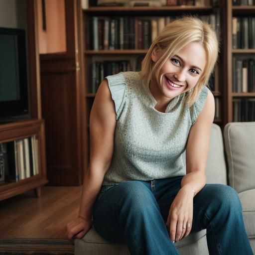 Petite Blonde Woman with Naughty Smile