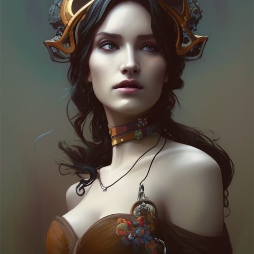 Medieval Witchcraft Portrait in Hyperdetailed Style