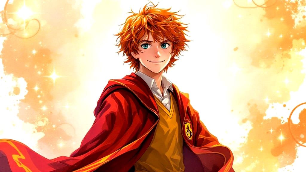 Ron Weasley Yearbook Image in Anime Style