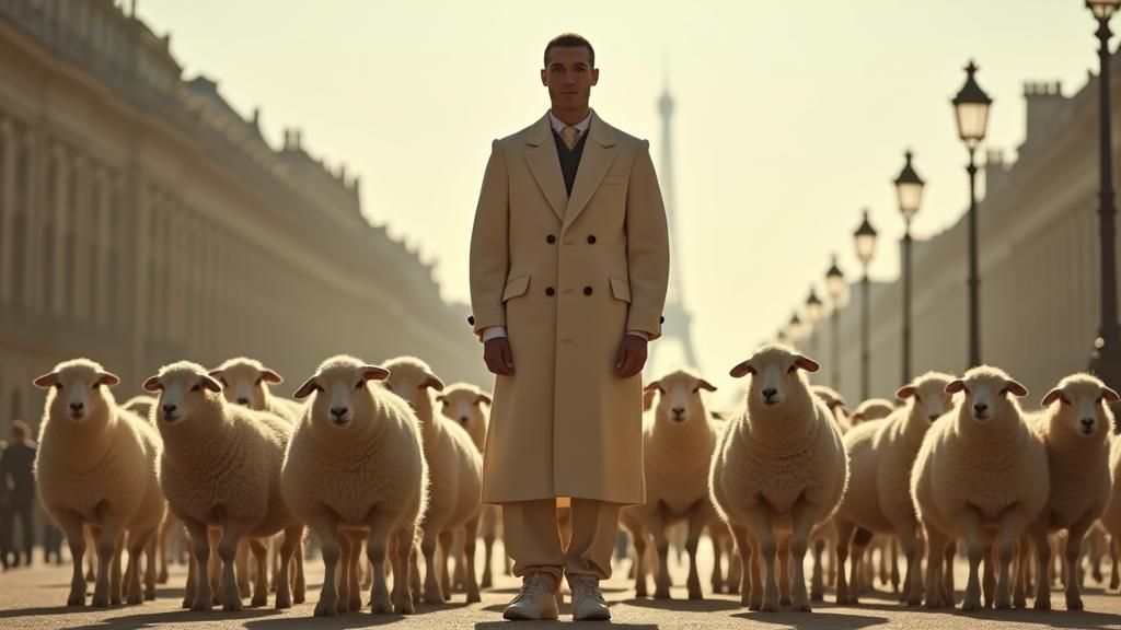 Fashion Model with Sheep, Paris, Film Still