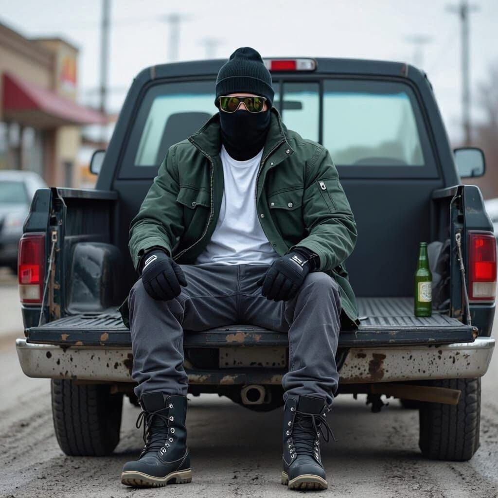 Man in Ski Mask Drives Pickup Truck to Chick-fil-A