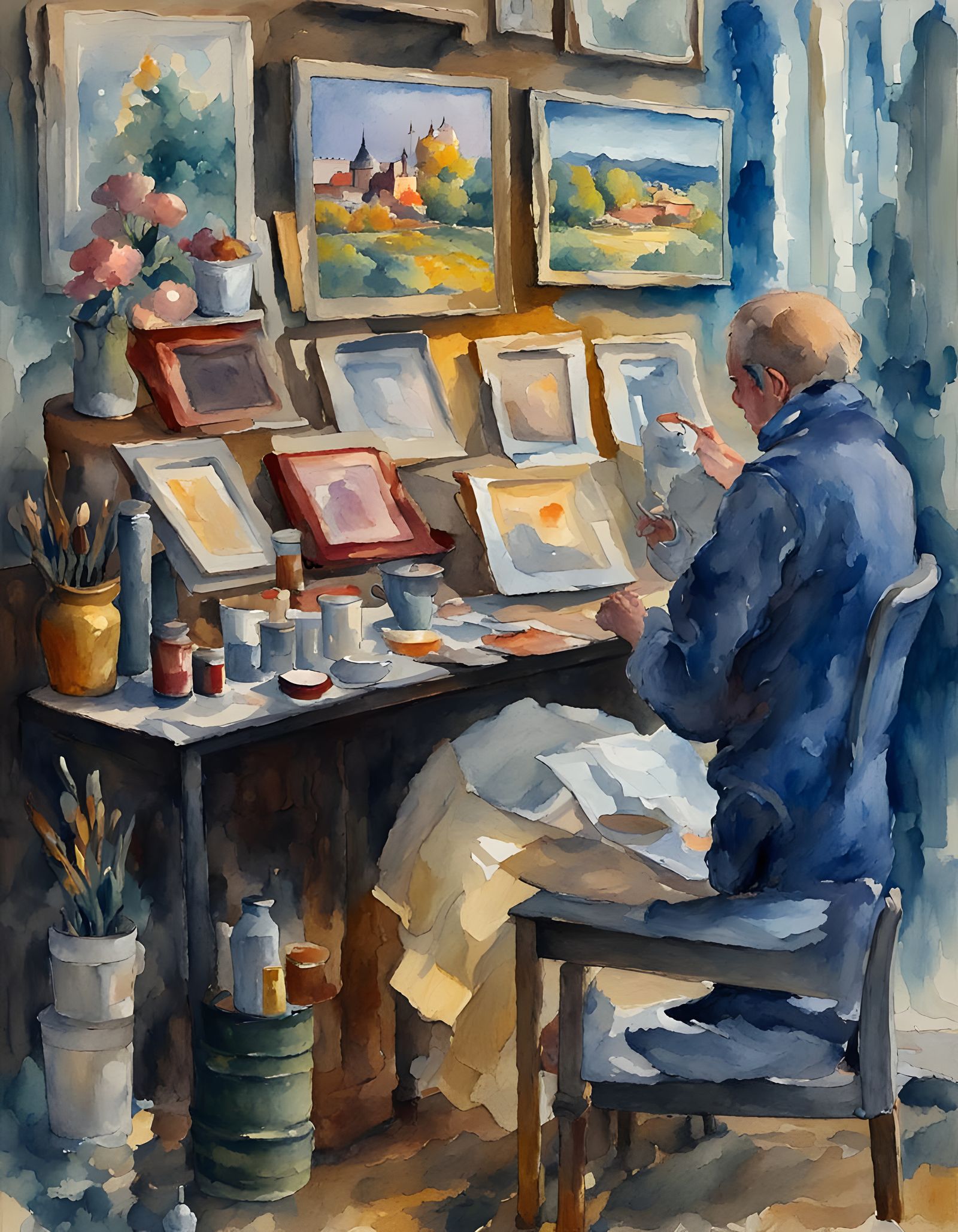 Impressionist Gouache Masterpiece in Watercolor