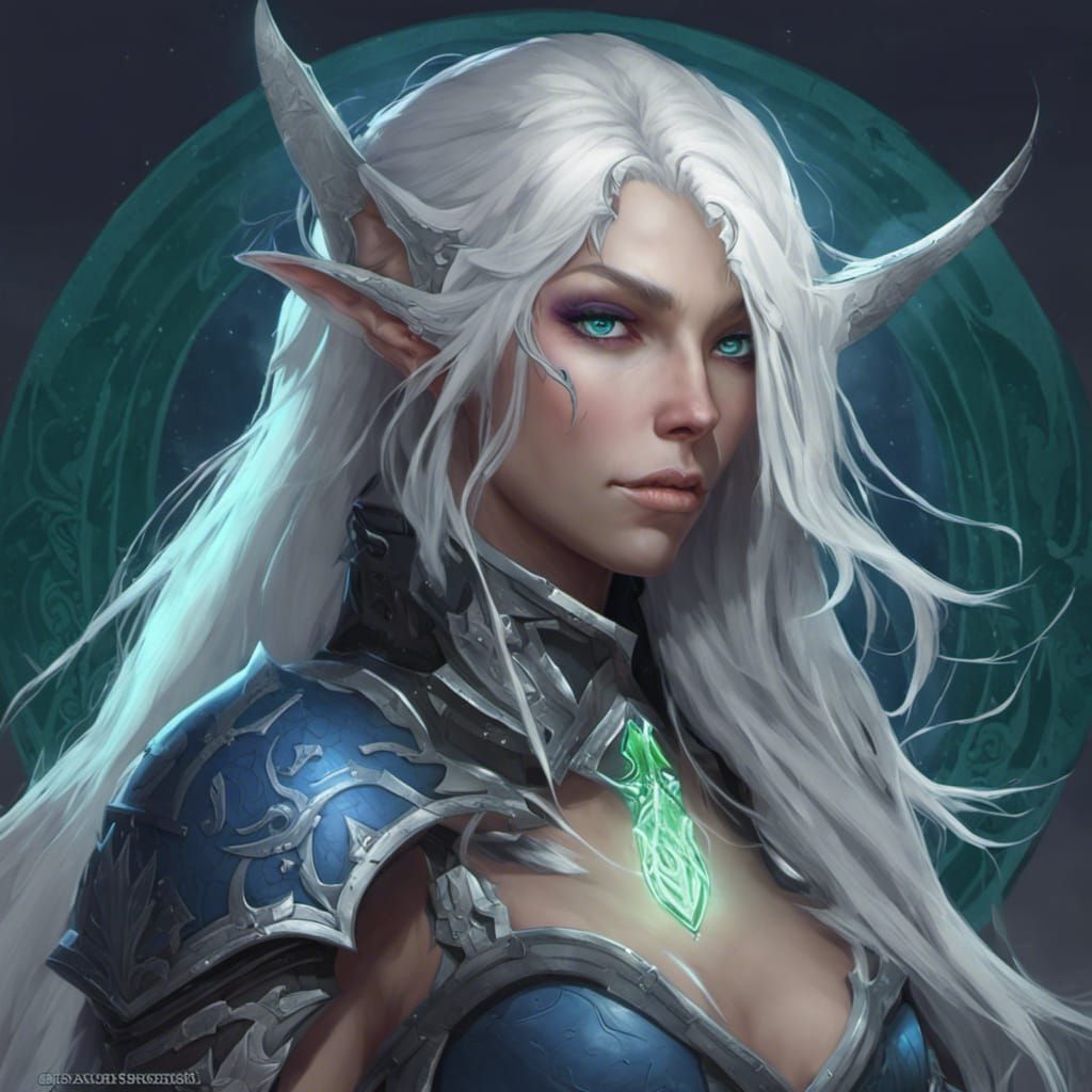 Blue Moon Elf Portrait with Divine Power