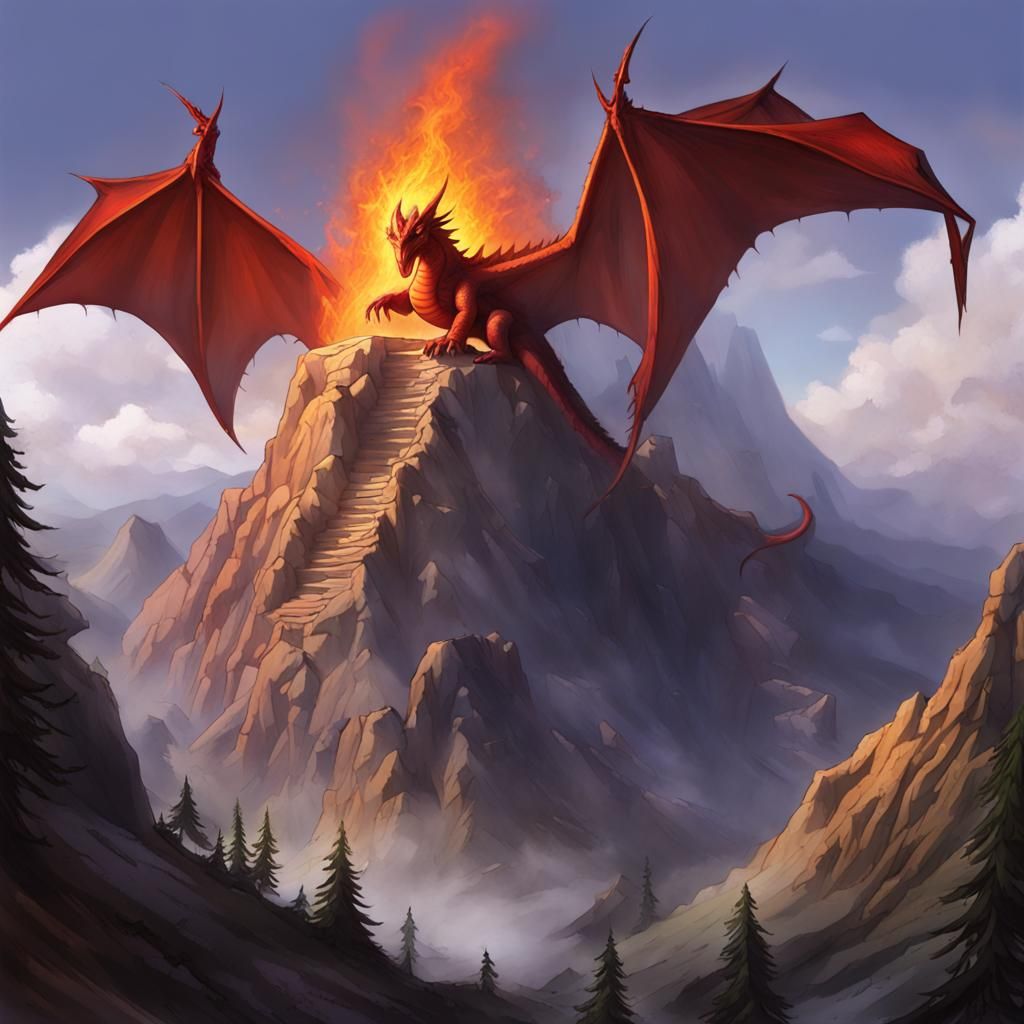 Dragons Meeting Atop Pyrathor Peak