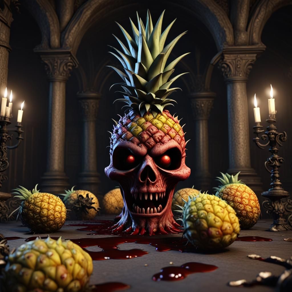 Gothic Horror: Biohazard Pineapple Zombie in a Castle