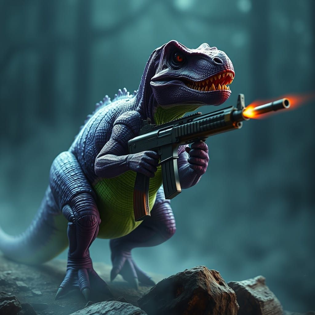 Epic Purple Dinosaur Unleashes Fury in Dramatic Digital Mast...