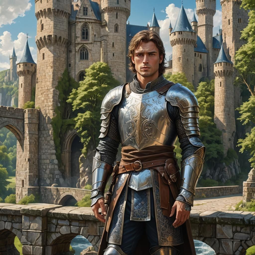 Medieval Knight in Front of Castle, Matte Painting