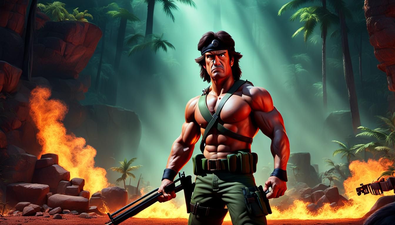 Rambo Reimagined as Pixar-Style 3D Art