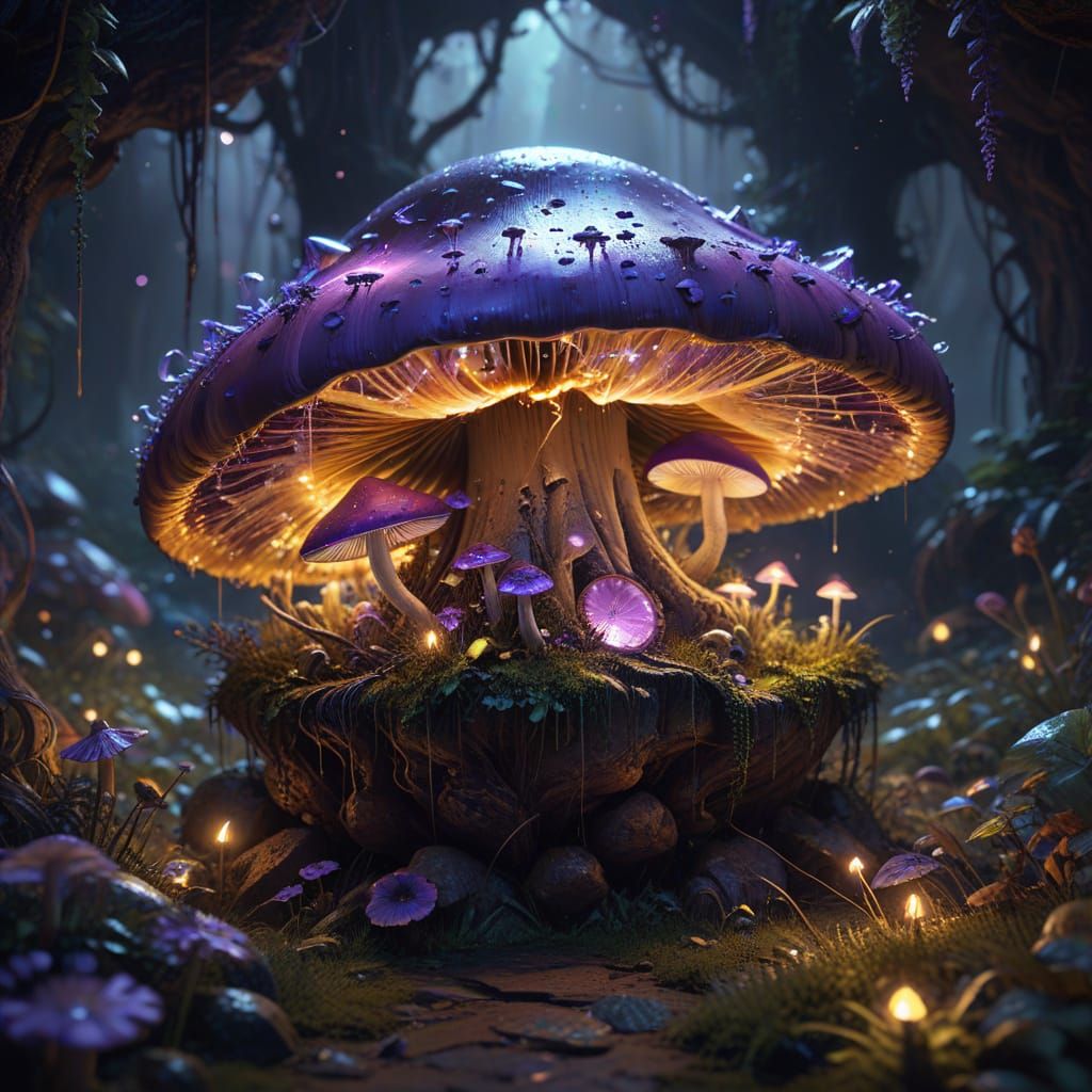 Cozy Mushroom Reading Den: Fantasy Concept Art