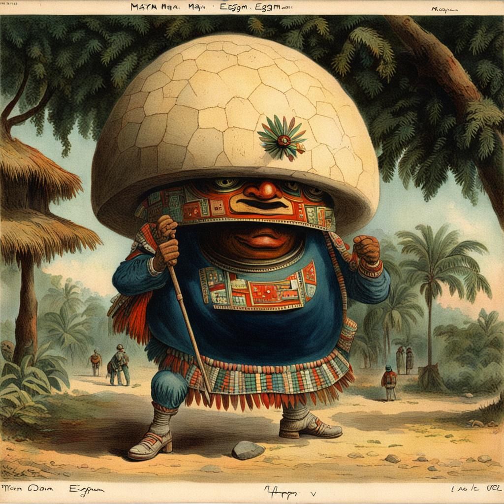 Vintage Postcard: Happy Mayan Eggman