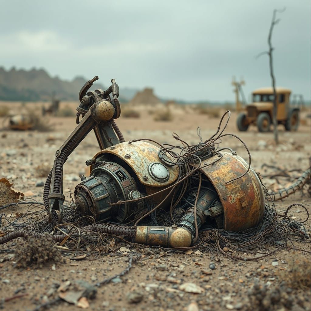 Abandoned Robot Wasteland Sculpture