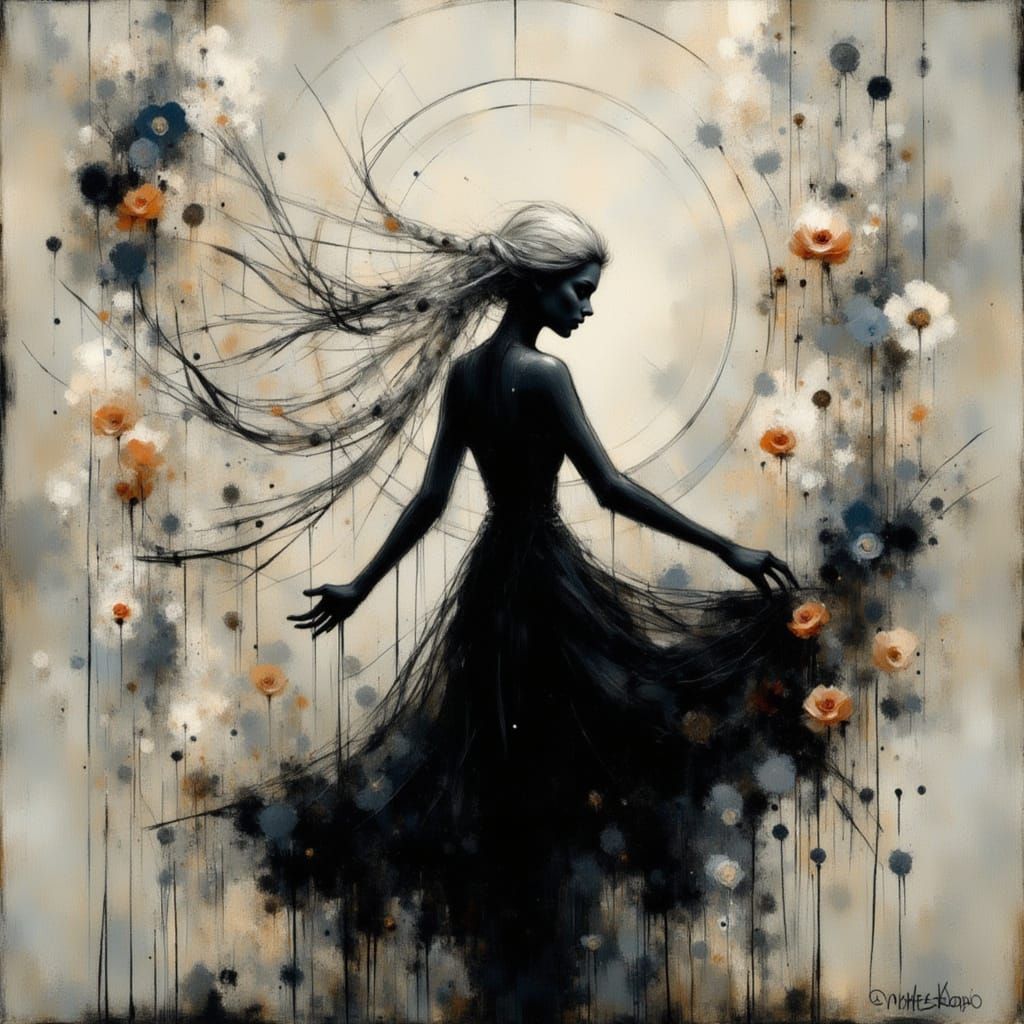 Dancing Woman in Romantic Goth Style