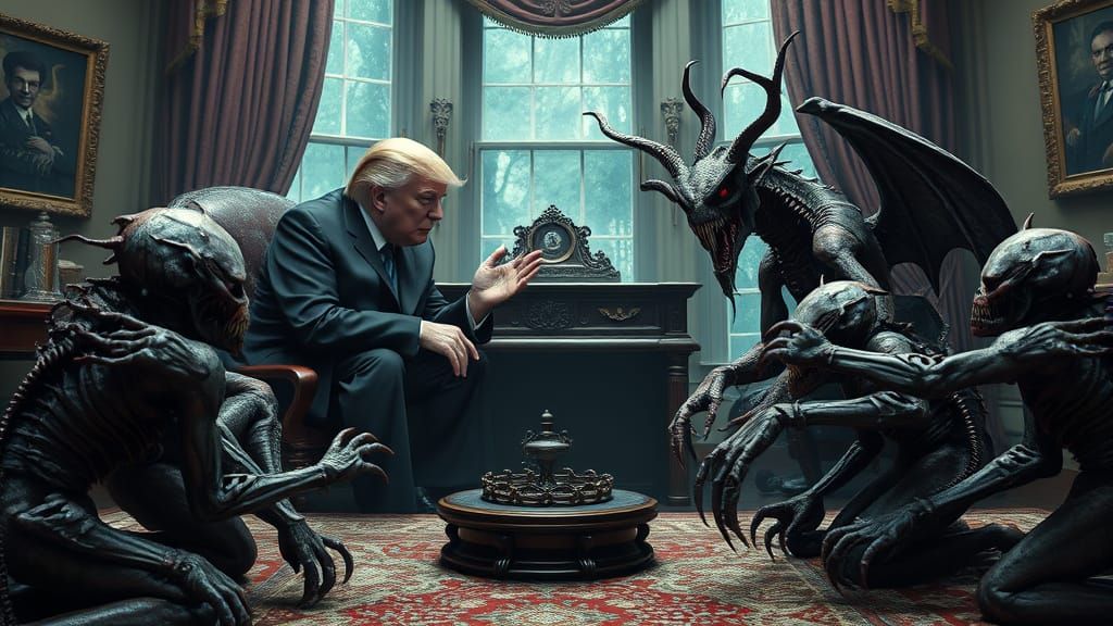TRUMP'S  OVAL OFFICE FROM A PARALLEL UNIVERSE