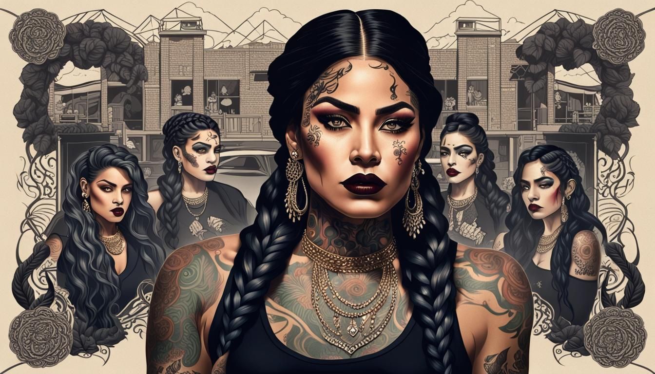 Stunning Latina Gangster Exuding Confidence and Strength