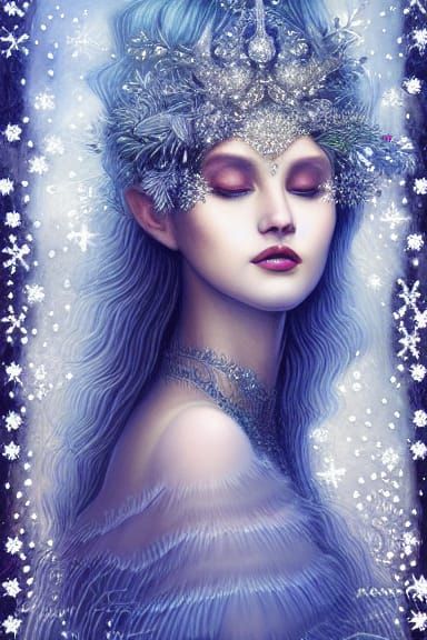 Winter Solstice Goddess in Precisionism Style