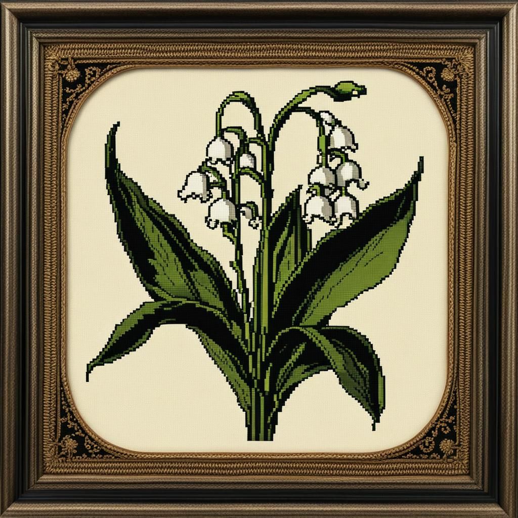 Gothic Lily of the Valley Cross-Stitch Art