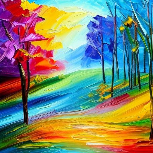 Dream Landscape in Expressionist Oil Paint Style