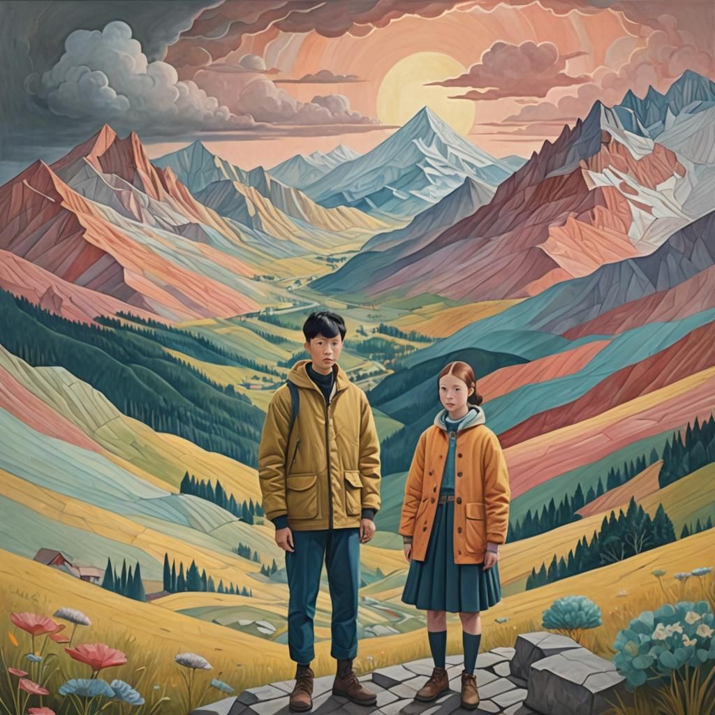 Ukrainian Sibling Adventure in a Whimsical Style