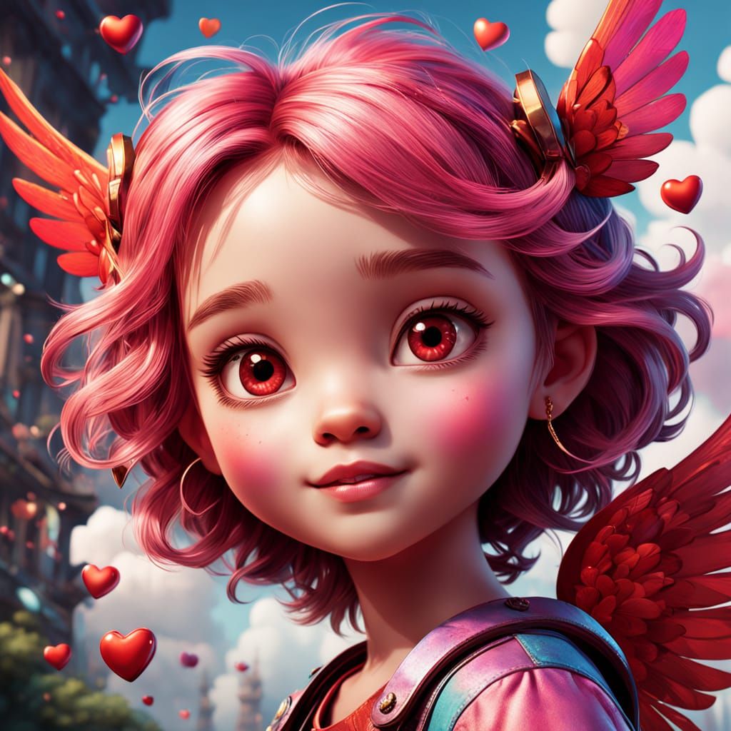 Whimsical Valentine's Day Cupid in Chibified 3D Digital Art