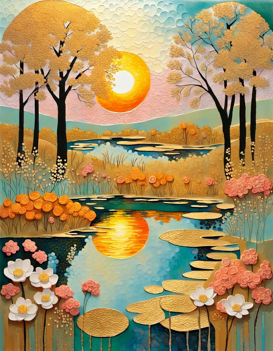 Surreal Spring Garden Blooms in Golden Light